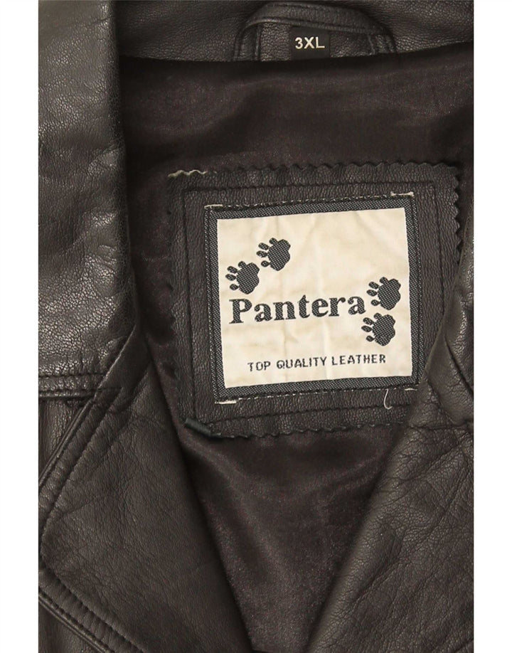 Casaco de couro masculino Pantera UK 46 3XL couro preto