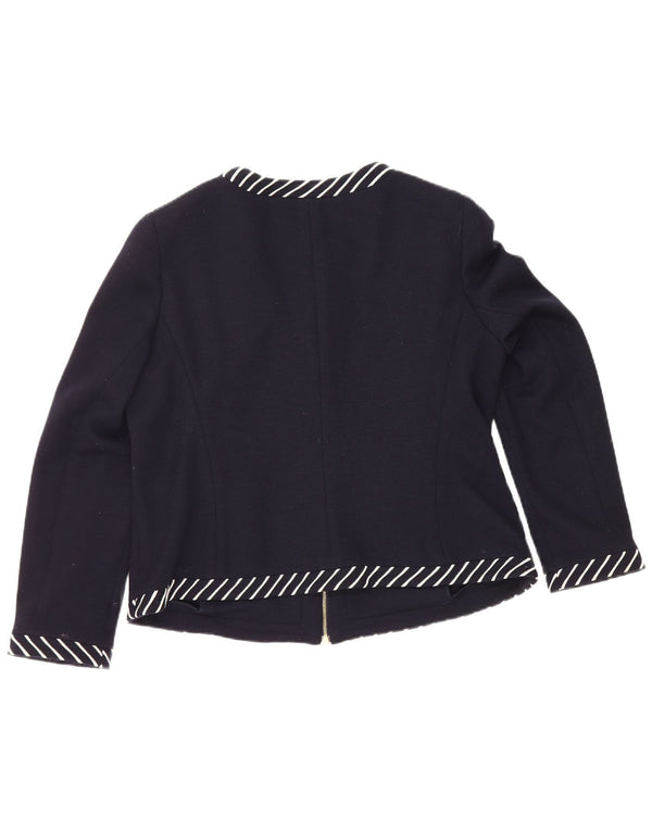 Jaqueta blazer feminina Luisa Spagnoli com zíper completo Reino Unido 16 grande azul marinho listrado