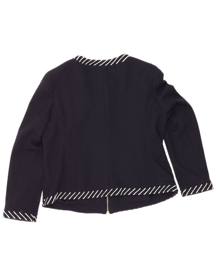 Jaqueta blazer feminina Luisa Spagnoli com zíper completo Reino Unido 16 grande azul marinho listrado