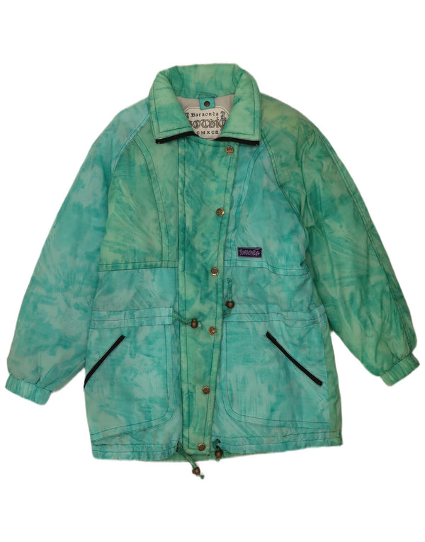 Jaqueta acolchoada superdimensionada feminina vintage IT 42 poliamida tie dye verde médio