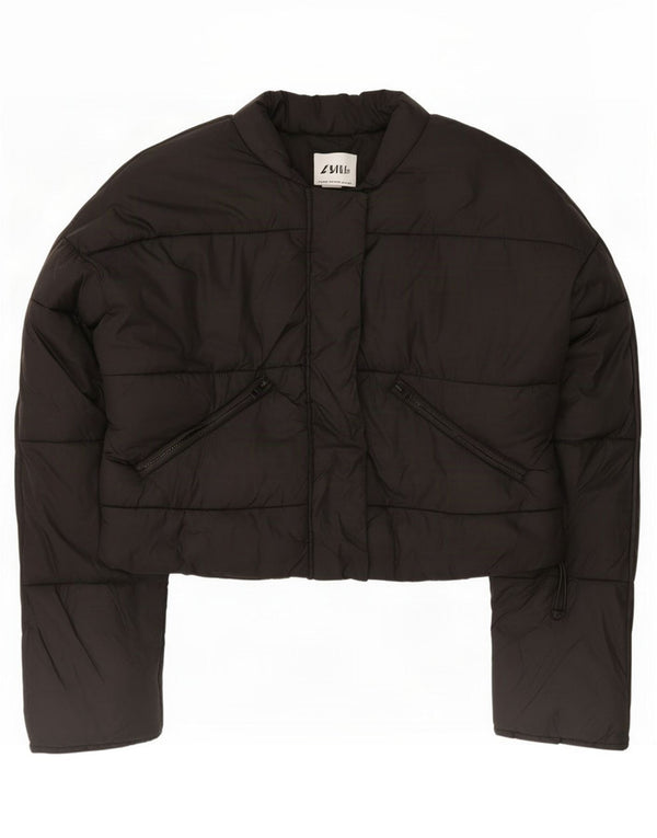 Zara Womens Crop Oversized Jaqueta Acolchoada Reino Unido 6 XS Preto