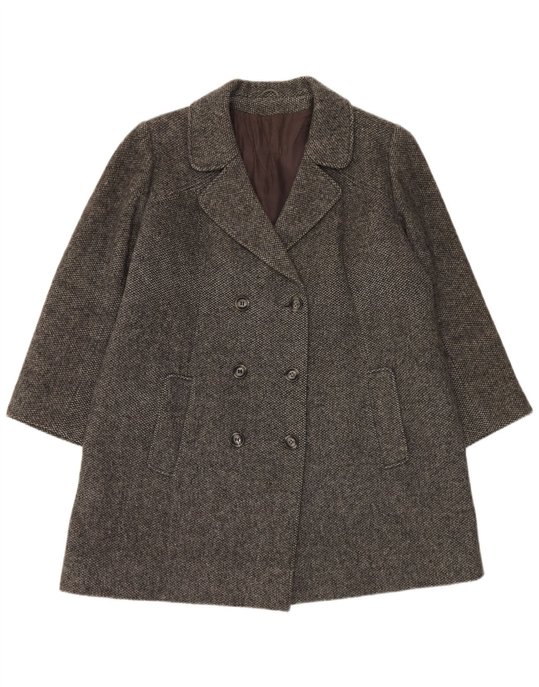 Casaco feminino vintage com peito duplo Reino Unido 16 grande lã cinza