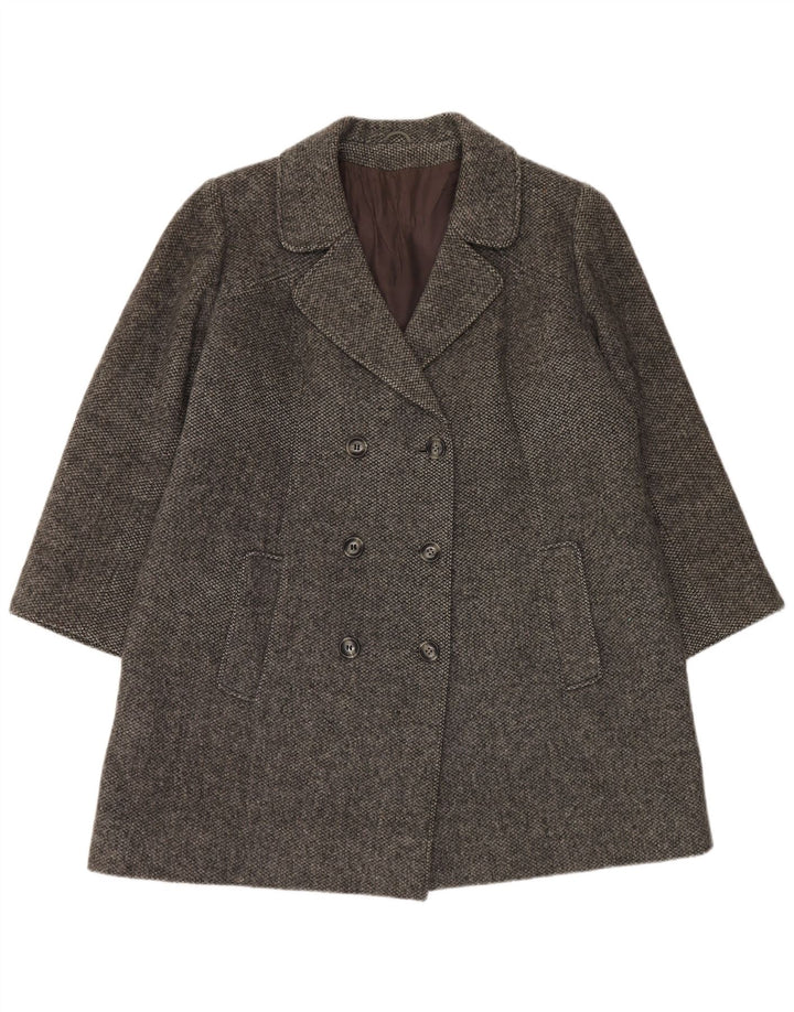 Casaco feminino vintage com peito duplo Reino Unido 16 grande lã cinza