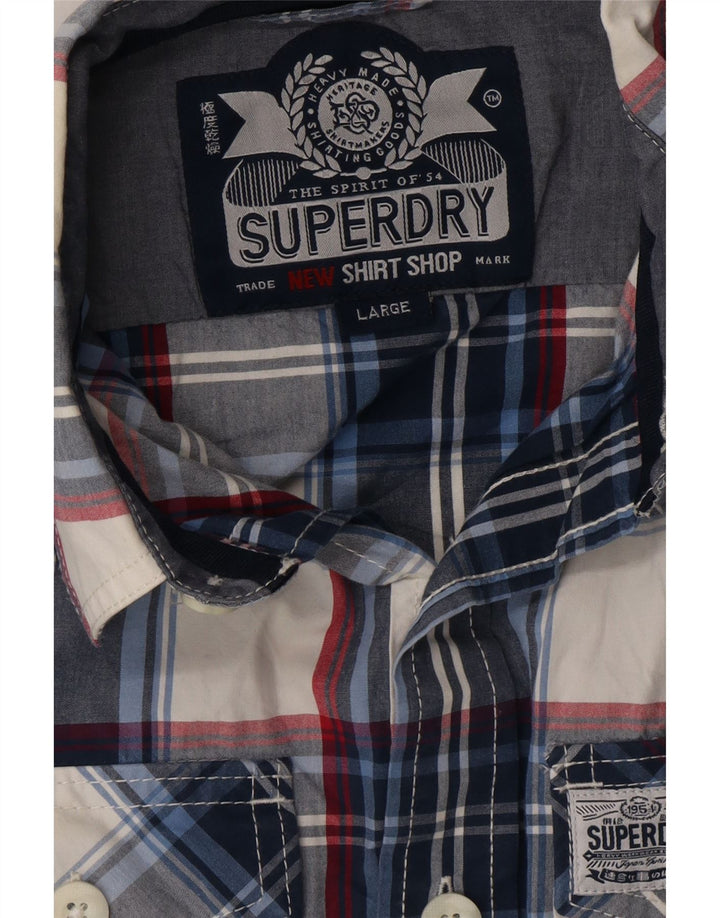 Camisa masculina SUPERDRY grande xadrez azul marinho