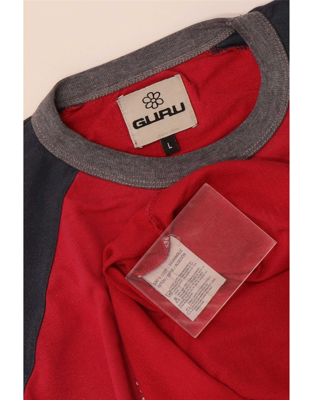 Guru Mens Gráfico Top Manga Longa Grande Colorblock Rosa