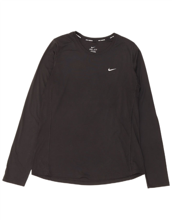 Top Nike Dri Fit Feminino Manga Longa UK 14 Grande Preto