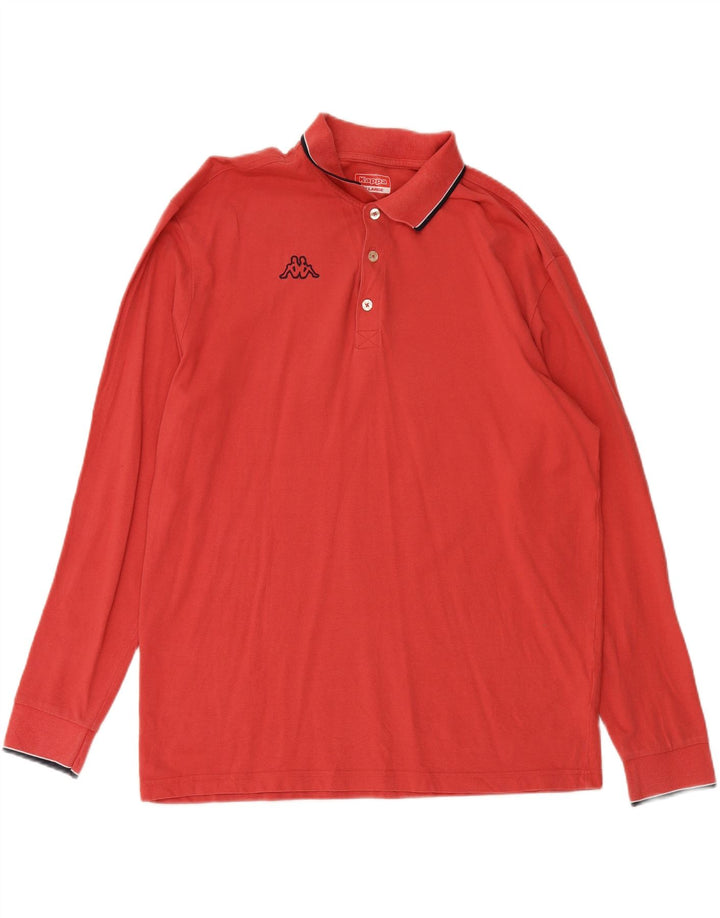 KAPPA Mens Long Sleeve Polo Shirt 2XL Pink Cotton Vintage Kappa and Second-Hand Kappa from Messina Hembry 