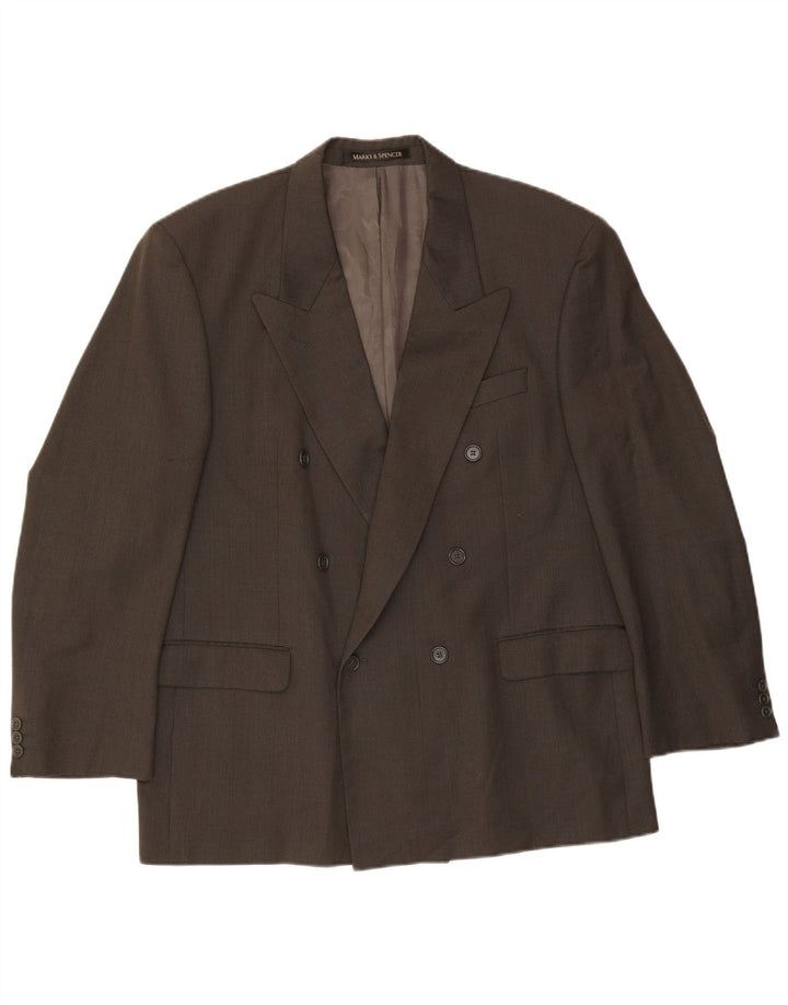 Jaqueta blazer masculina Marks & Spencer com peito duplo Reino Unido 44 XL verde xadrez