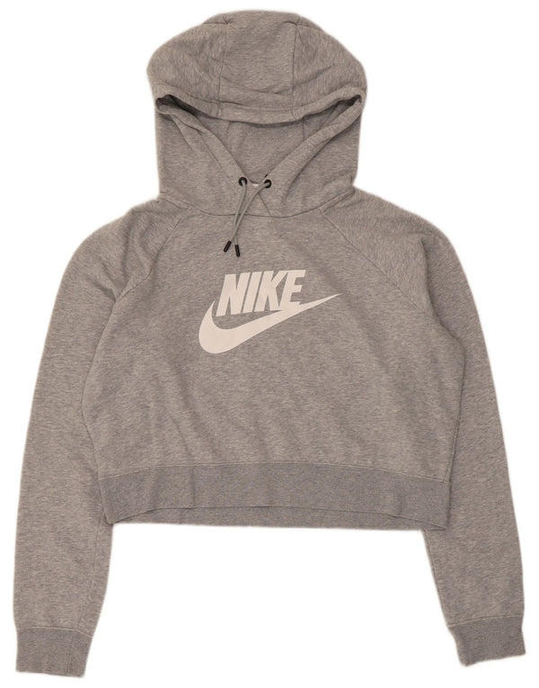 Moletom Nike Feminino Graphic Crop Jumper UK 16 Grande Algodão Cinza