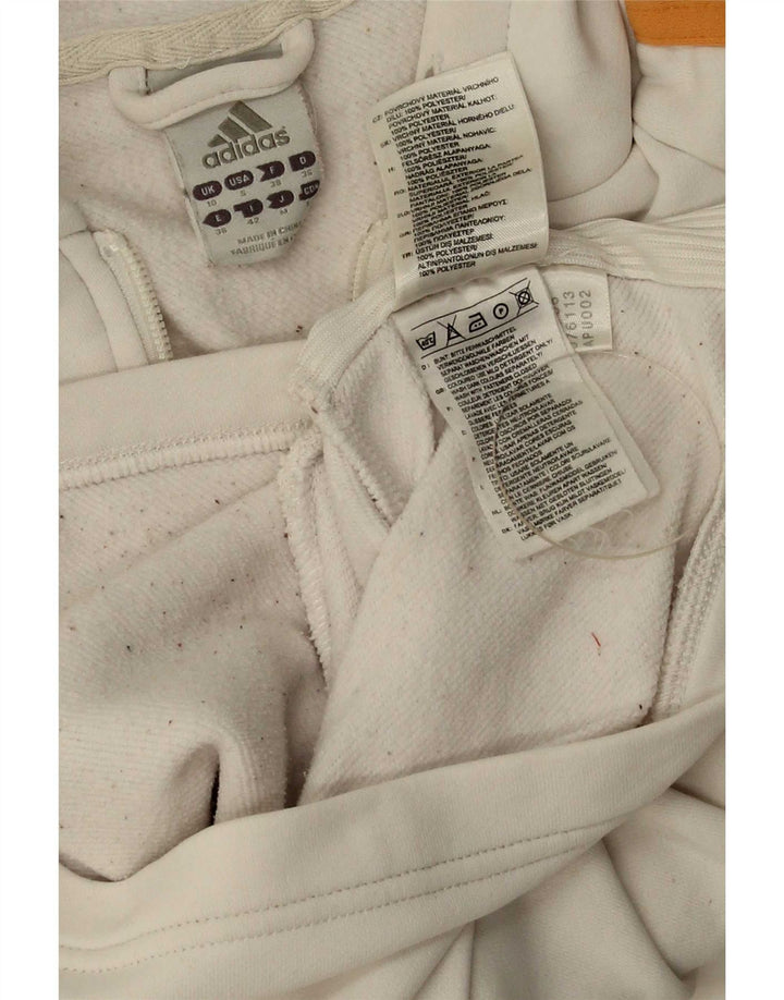 Adidas Womens Hoodie Jumper UK 10 Pequeno Poliéster Branco