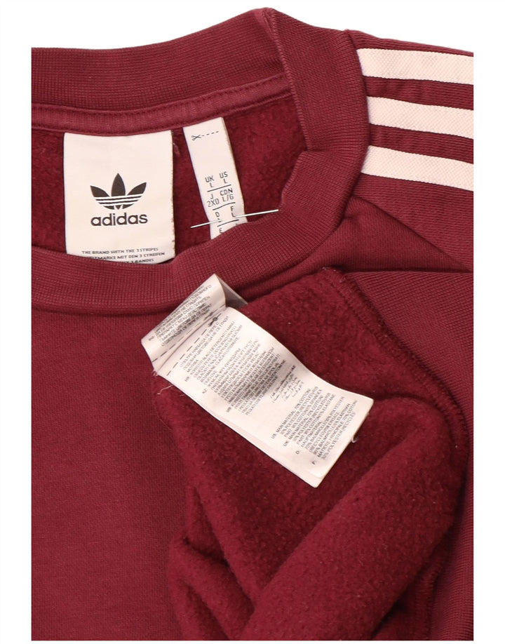 Adidas Mens Moletom Jumper Grande Algodão Borgonha