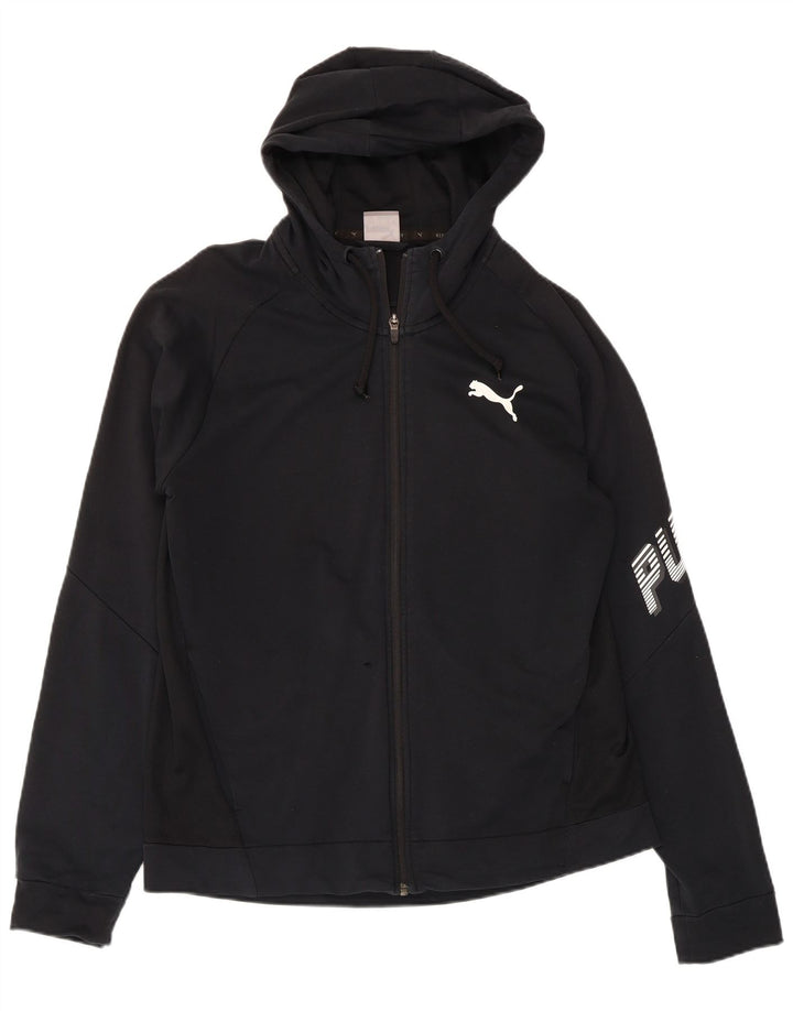 Suéter PUMA masculino com capuz e zíper gráfico médio preto