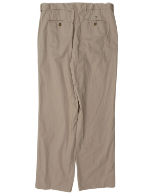 Calça chino reta masculina Marks & Spencer W34 L33 algodão bege