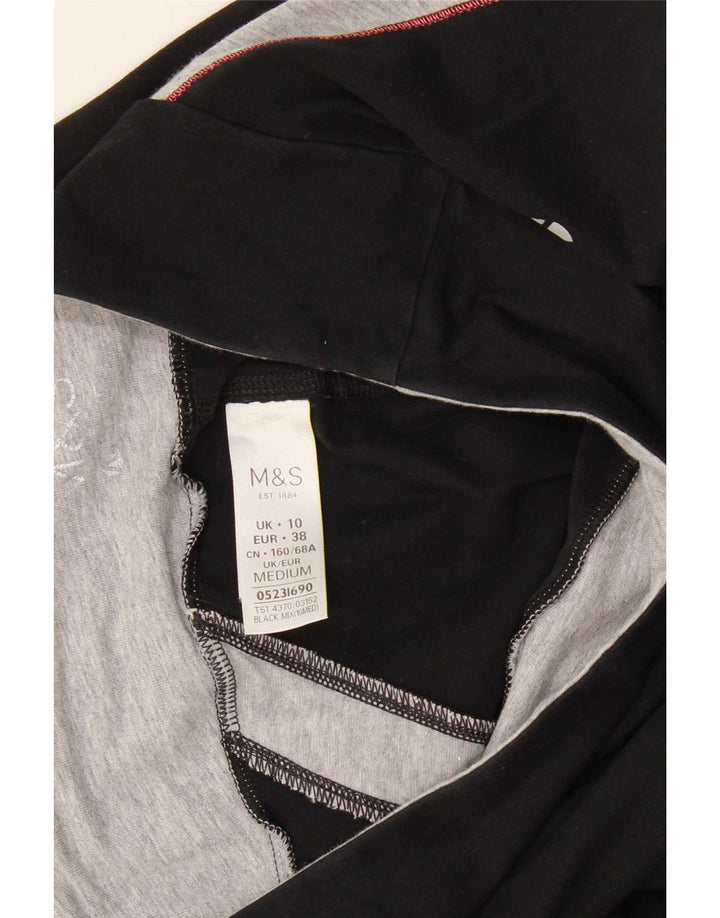 Calça de treino feminina Marks & Spencer Reino Unido 10 pequeno bloco colorido preto