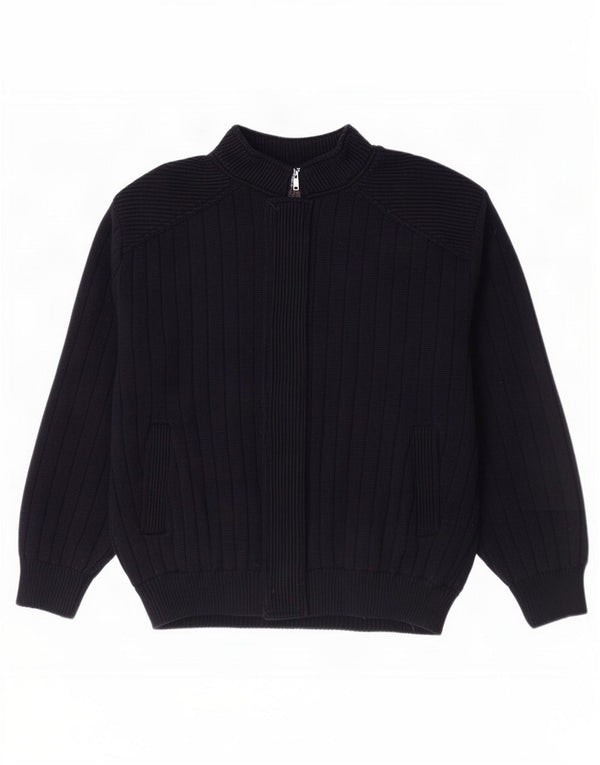 Suéter cardigã masculino vintage grande azul marinho