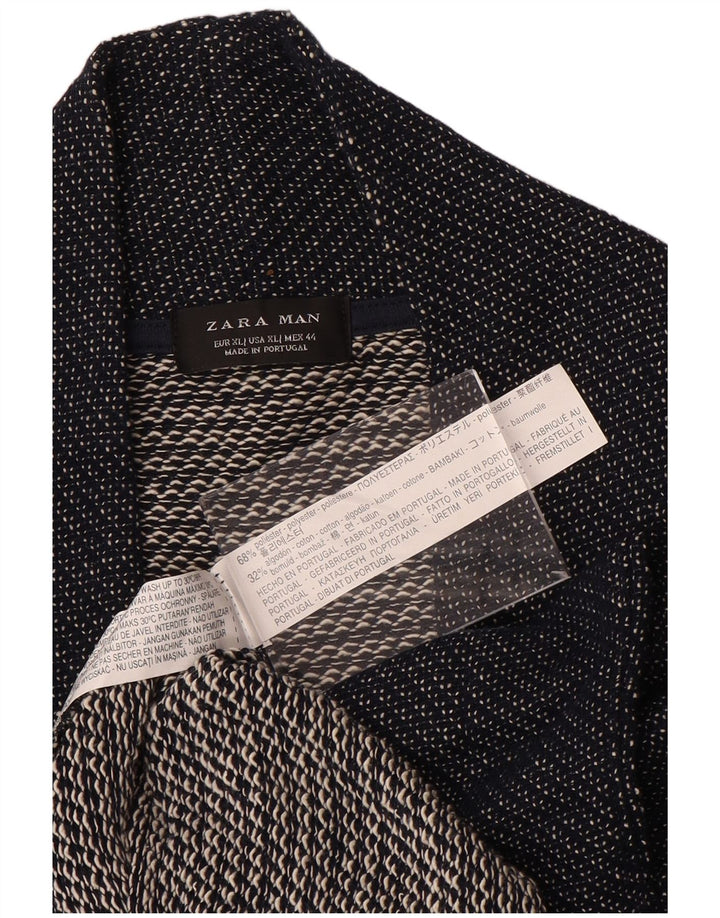 Suéter cardigã masculino Zara XL azul marinho poliéster