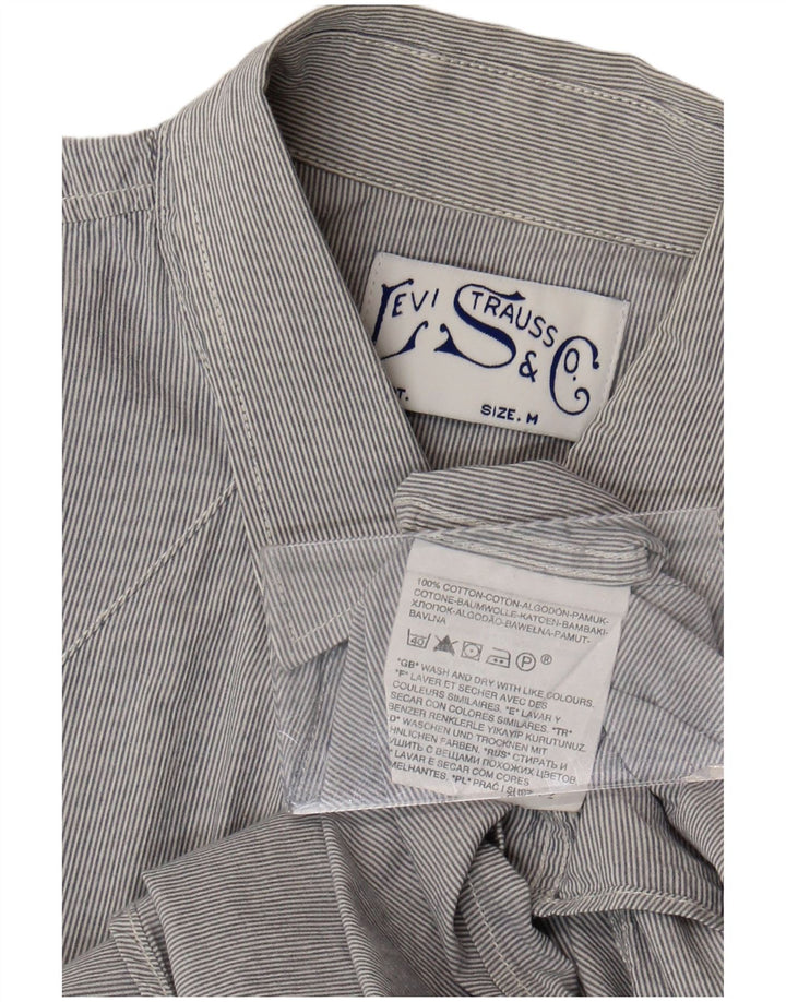 Camisa masculina de manga curta Levi's cinza médio algodão risca de giz