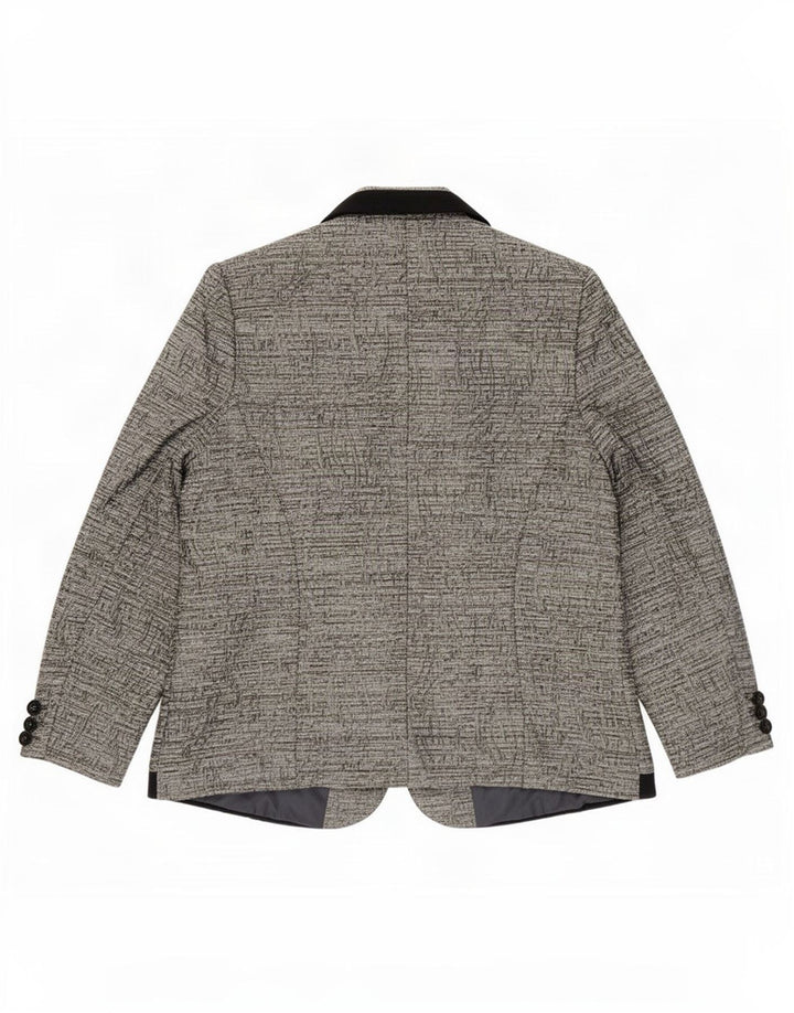 Jaqueta blazer feminina vintage com 1 botão IT 54 3XL cinza Paisley