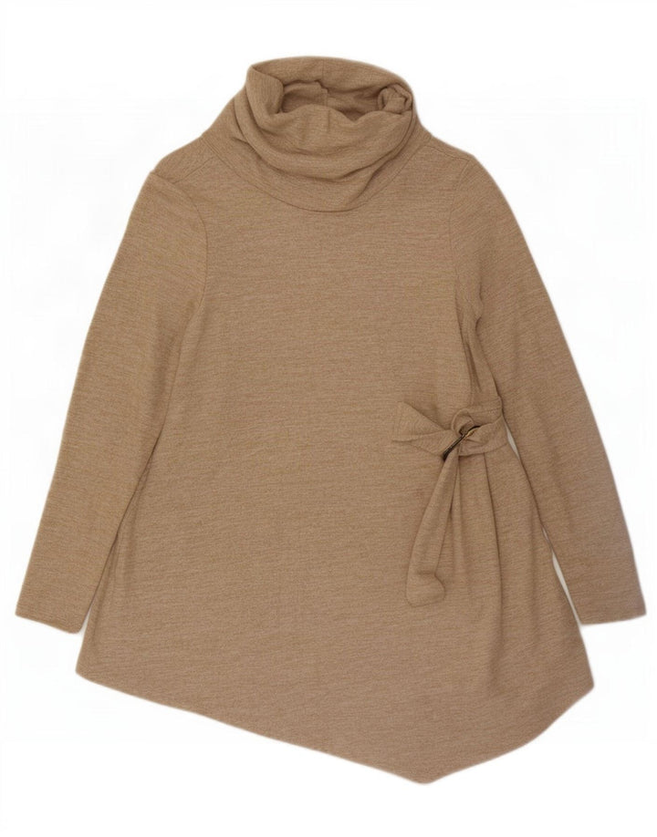 Suéter feminino Phase Eight com gola redonda, viscose bege grande Reino Unido 14