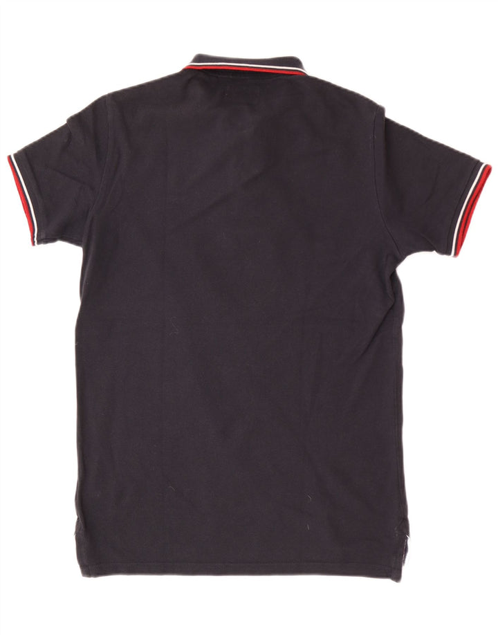 Camisa polo masculina Superdry Regular Fit pequena algodão azul marinho