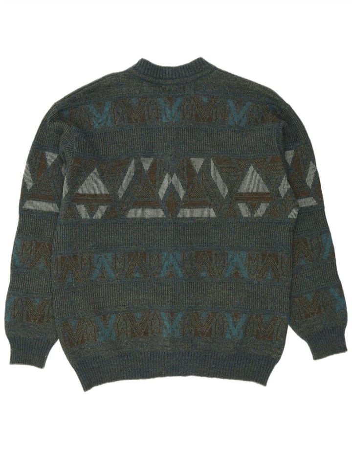 Suéter cardigã masculino DRALON médio multicolorido geométrico poliacrílico