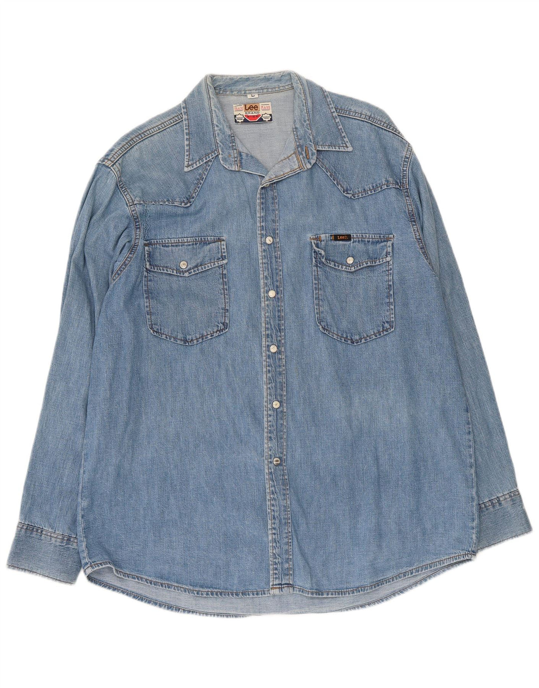 Camisa jeans masculina Lee grande algodão azul