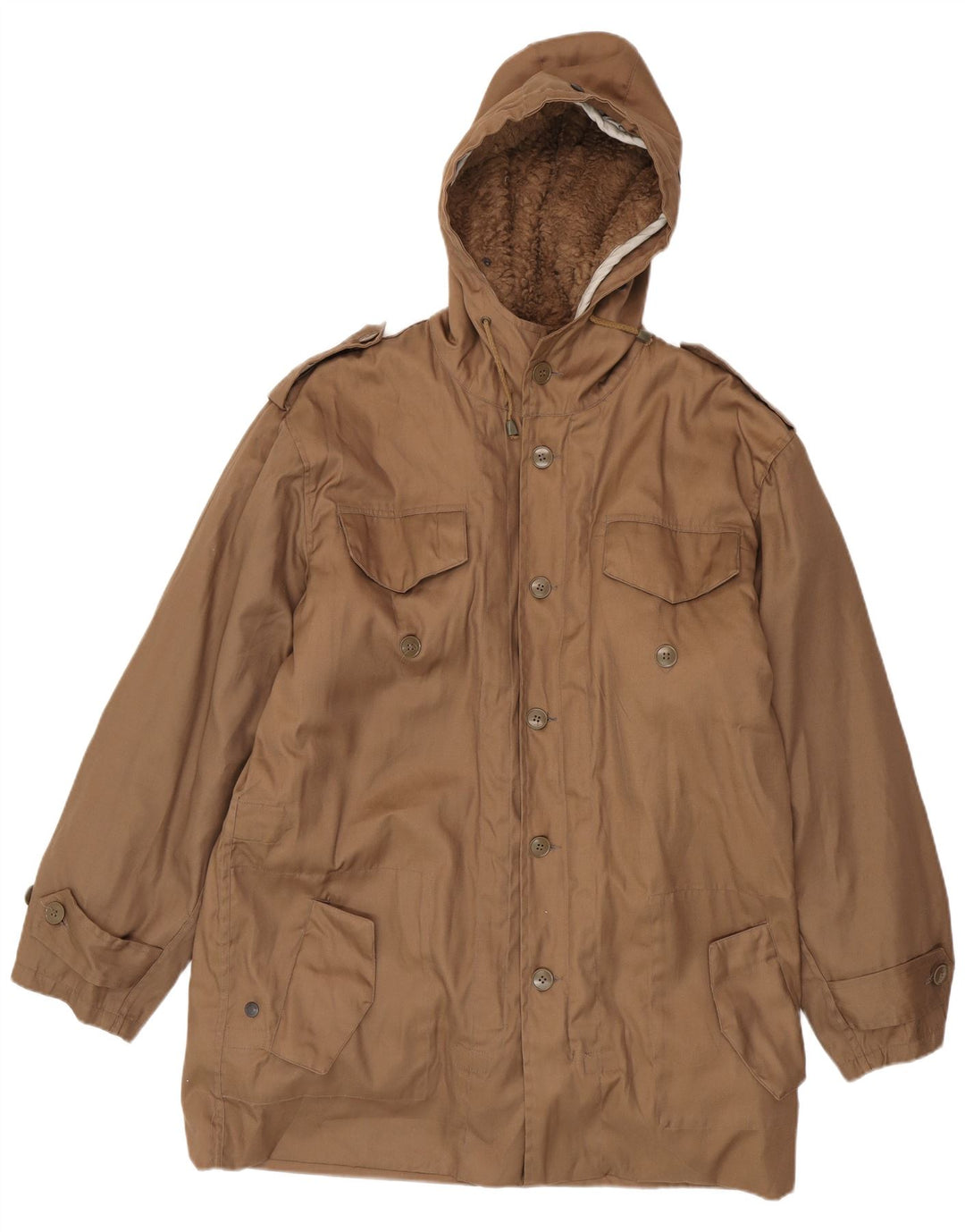 Jaqueta masculina Sherpa Parka com capuz country Reino Unido 38 poliéster bege médio