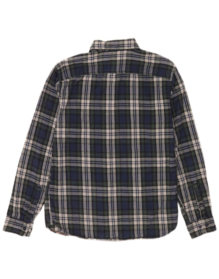 Camisa masculina de flanela Jack & Jones de algodão xadrez azul marinho médio