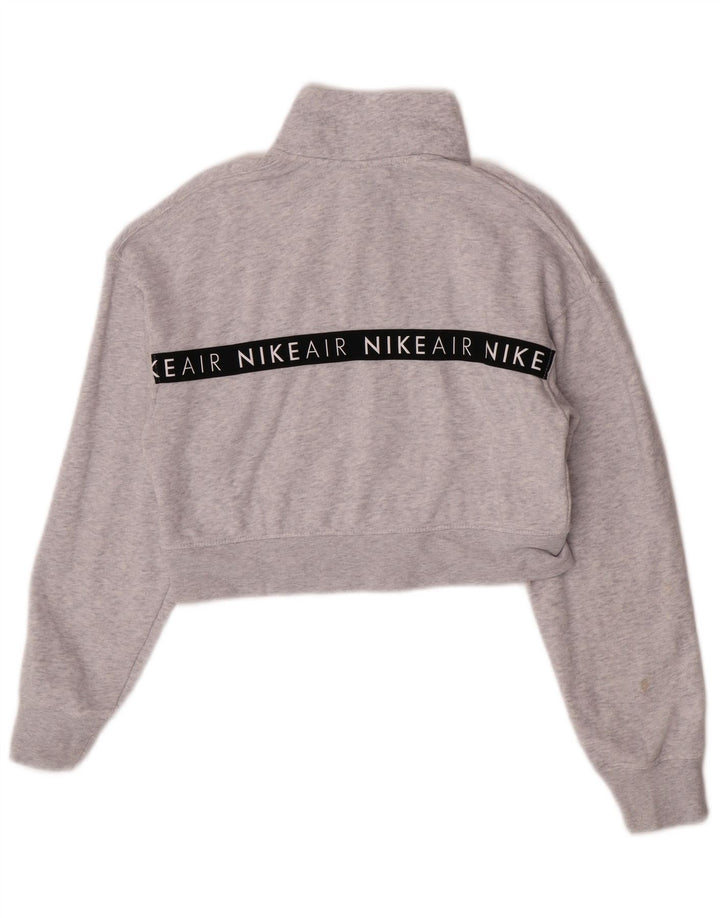 Moletom Nike Feminino Crop Graphic Jumper UK 10 Pequeno Cinza Flecked