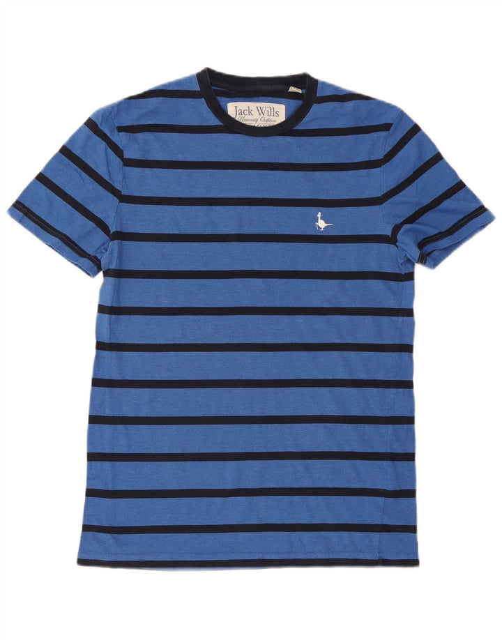 JACK WILLS Camiseta masculina top pequeno algodão listrado azul