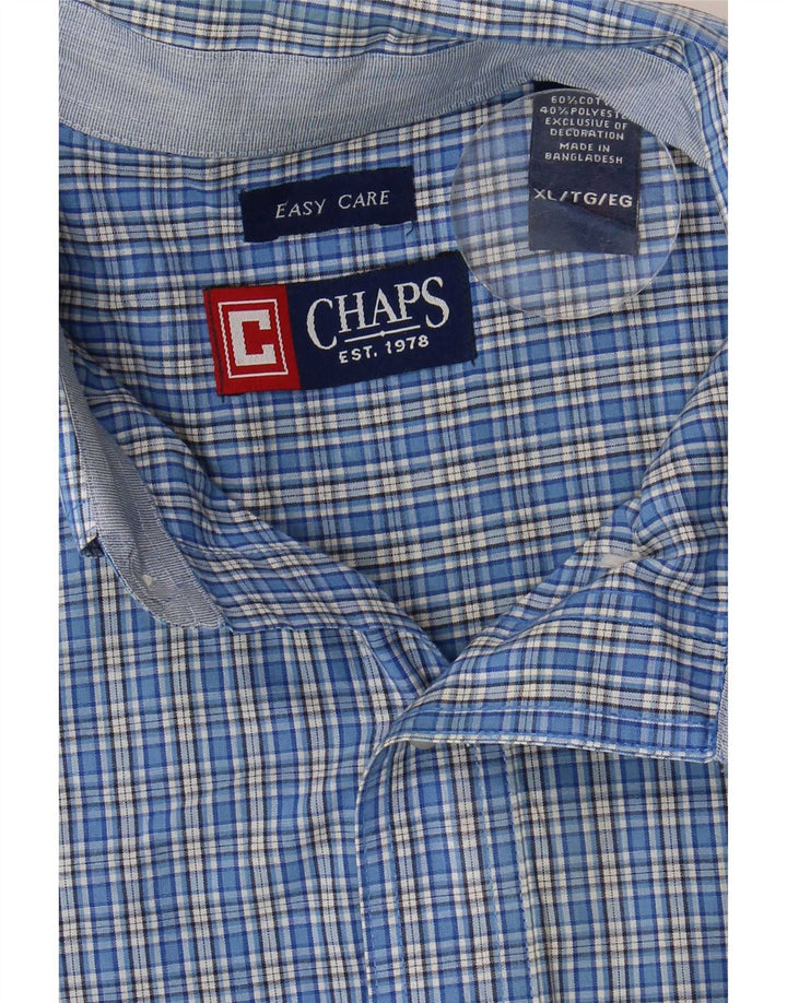 Camisa masculina de manga curta Chaps XL azul xadrez algodão