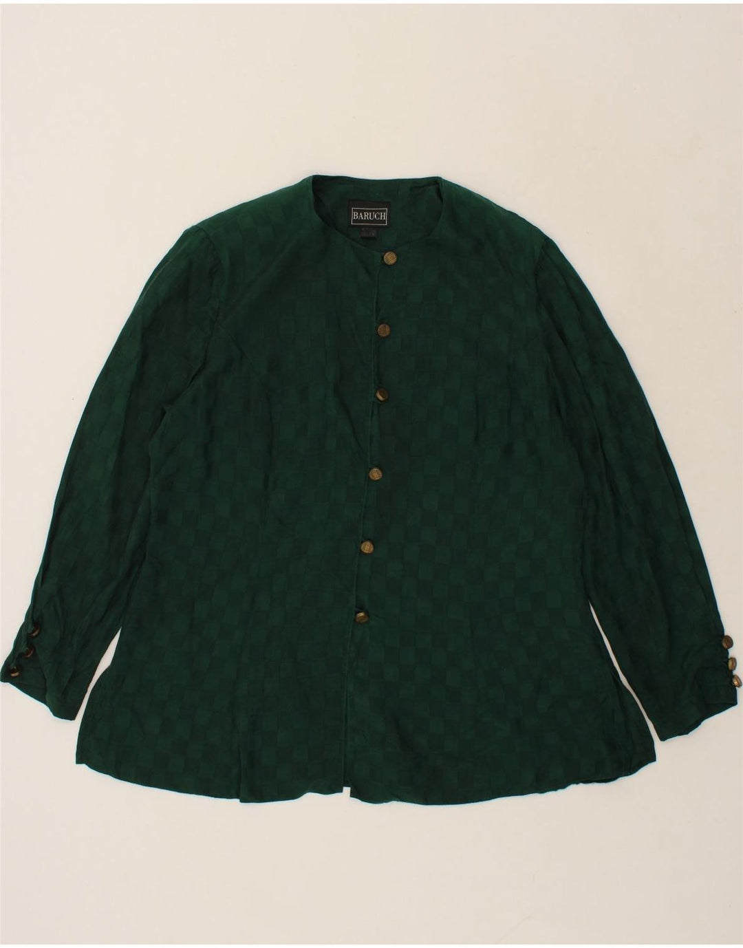 BARUCH Womens Shirt Blouse UK 20 2XL Green Geometric Cupro Vintage Baruch and Second-Hand Baruch from Messina Hembry 