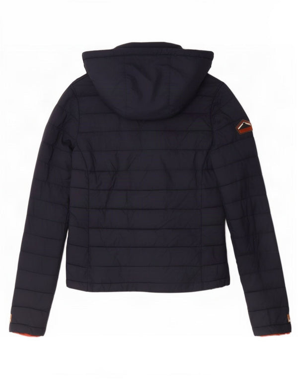 Casaco acolchoado com capuz feminino Superdry UK 6 XS azul marinho poliéster