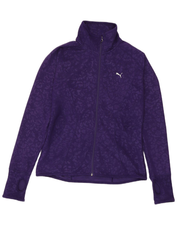 PUMA Womens Tracksuit Top Jacket UK 14 Grande Roxo Animal Print Poliéster