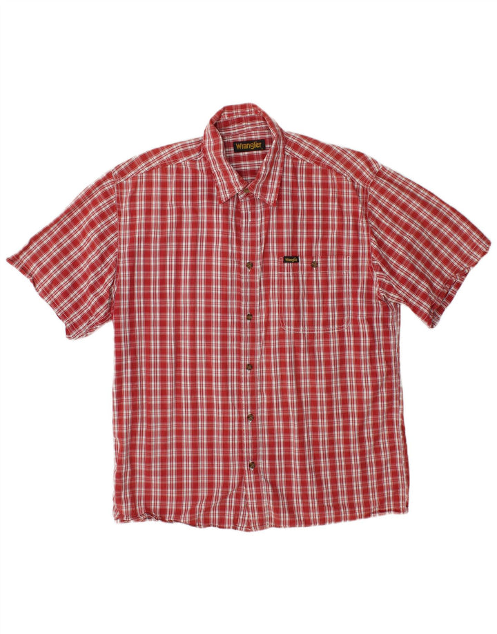 Camisa masculina de manga curta WRANGLER grande algodão xadrez vermelho