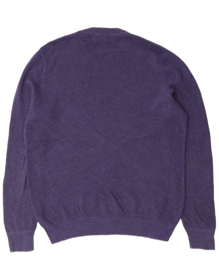 Suéter masculino John Lewis com gola redonda, algodão azul marinho médio