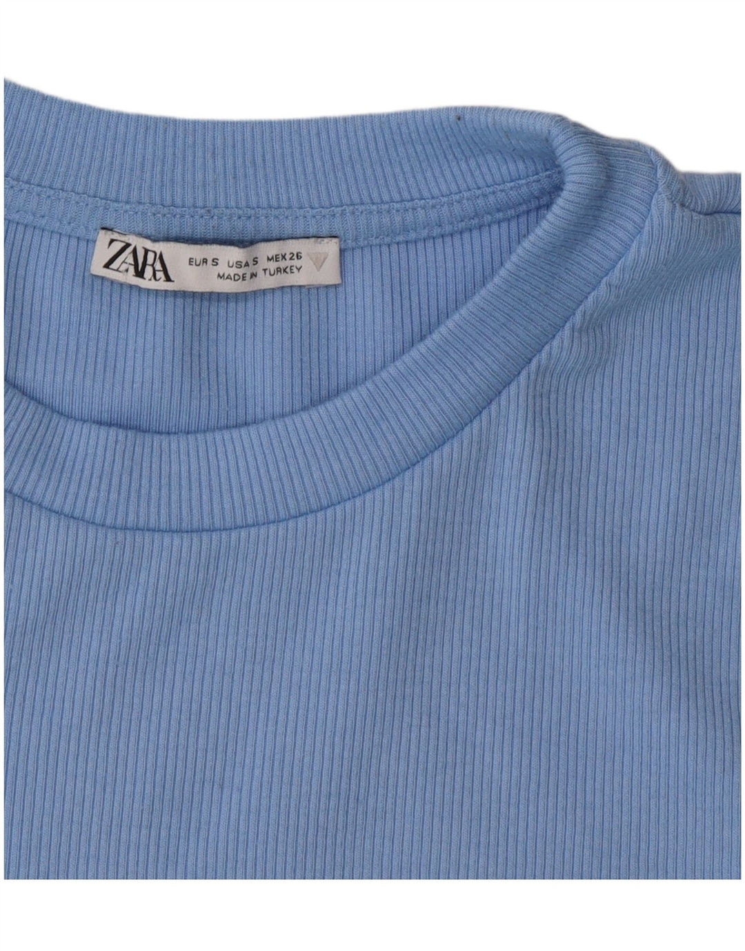 Camiseta Zara Feminina Crop Top UK 10 Pequeno Azul