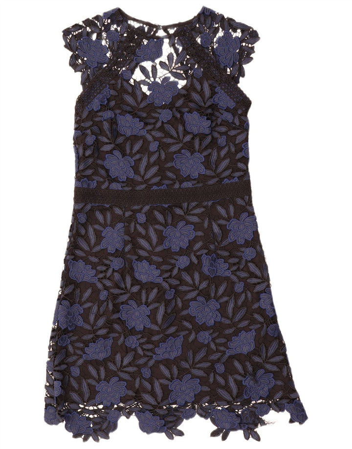 Vestido feminino Lipsy A-Line UK 14 médio azul marinho floral poliéster
