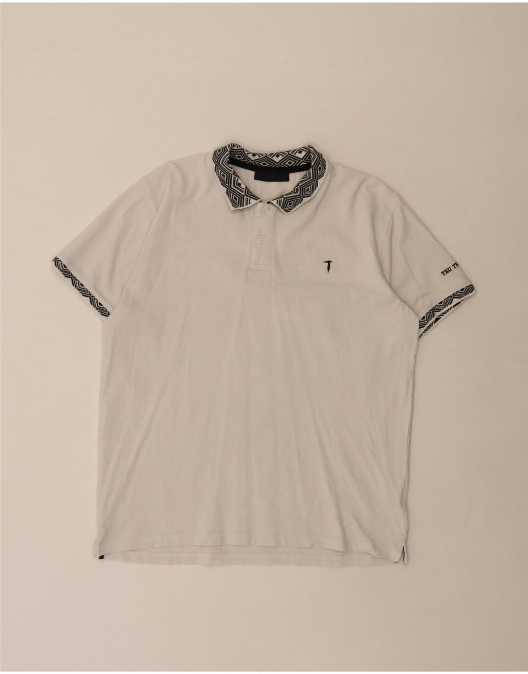 Camisa polo masculina TRUSSARDI XL algodão geométrico branco