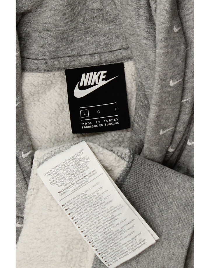 NIKE Mens Graphic Hoodie Jumper Grande Algodão Cinza