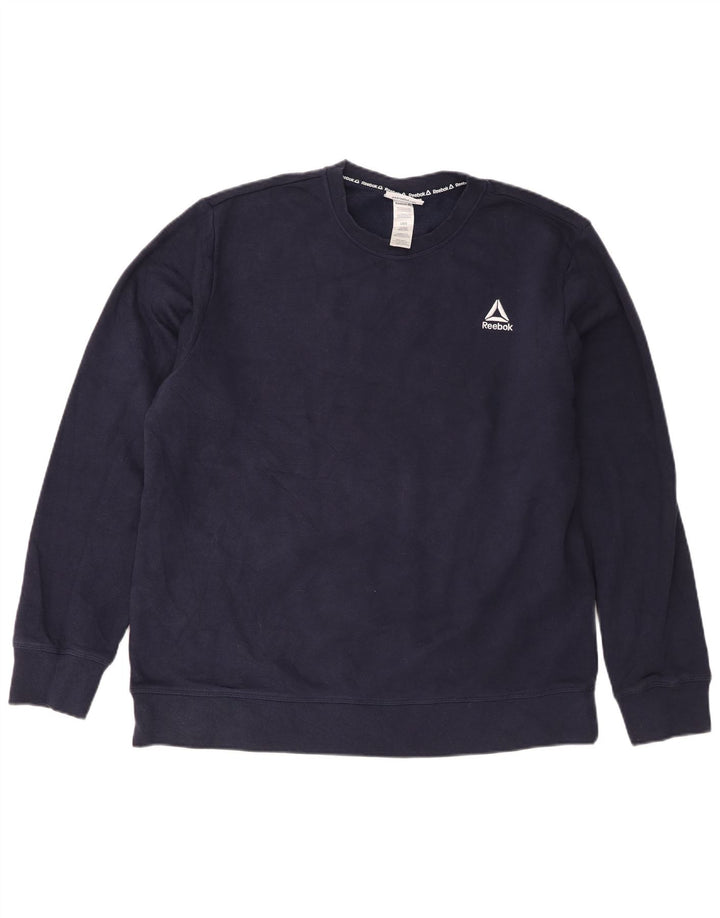 Reebok moletom masculino jumper grande algodão azul marinho