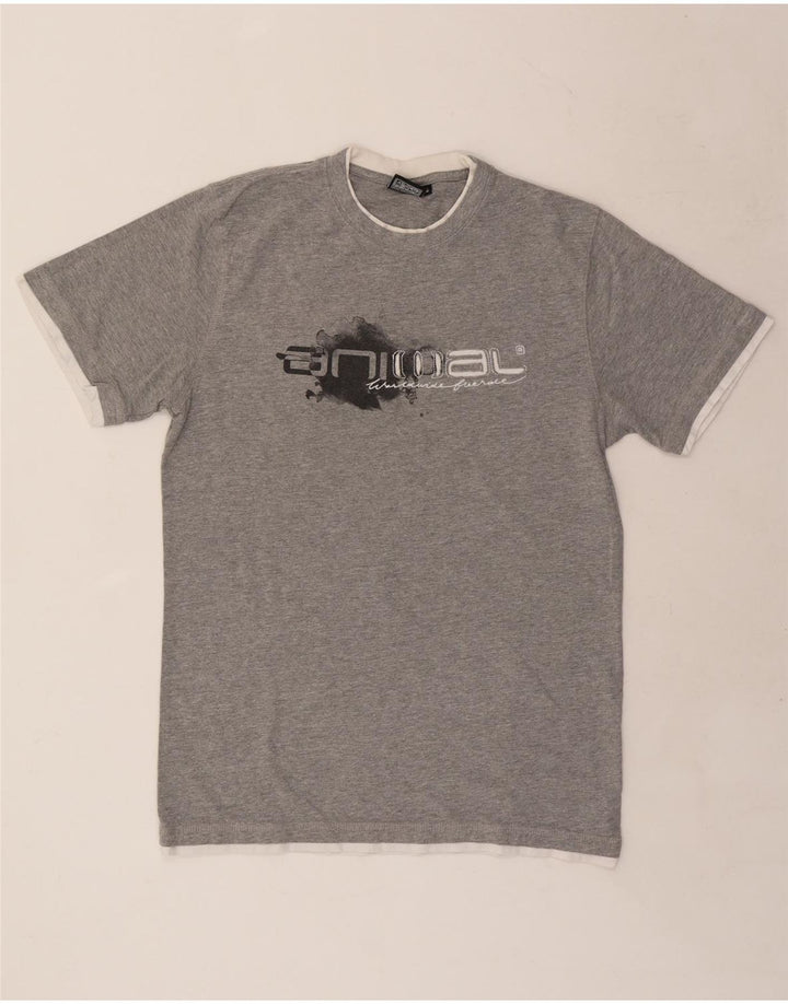 ANIMAL Camiseta masculina gráfica Top algodão cinza médio