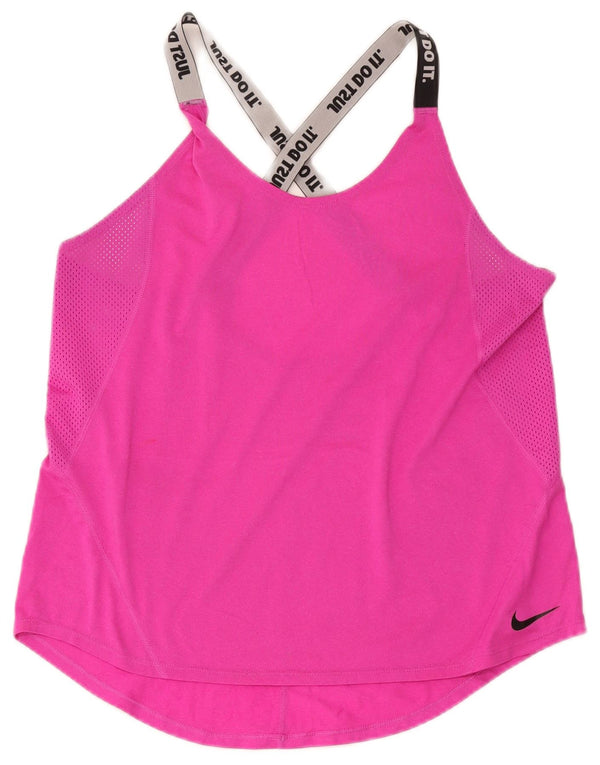 Colete gráfico feminino Nike Dri Fit Crop Top UK 14 grande rosa