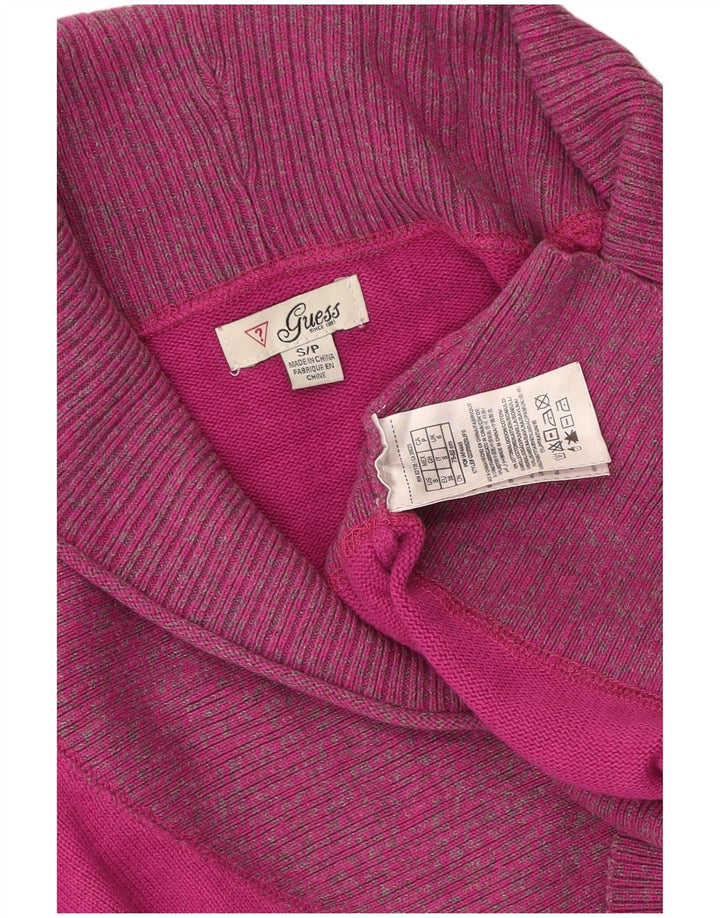 Suéter feminino GUESS com gola xale, 10 algodão rosa pequeno
