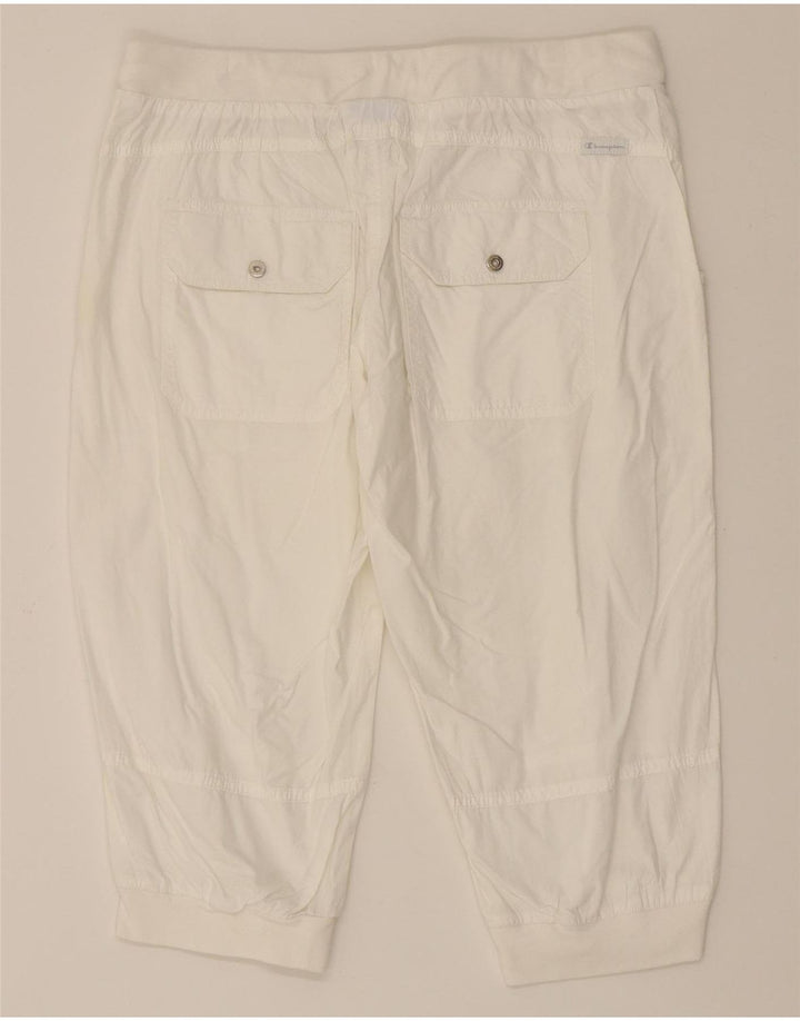 CHAMPION Womens Capri Tracksuit Trousers Joggers UK 10 Small  White Cotton Vintage Champion and Second-Hand Champion from Messina Hembry 