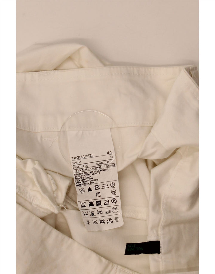 Calça capri feminina Benetton IT 44 médio W31 L22 algodão branco