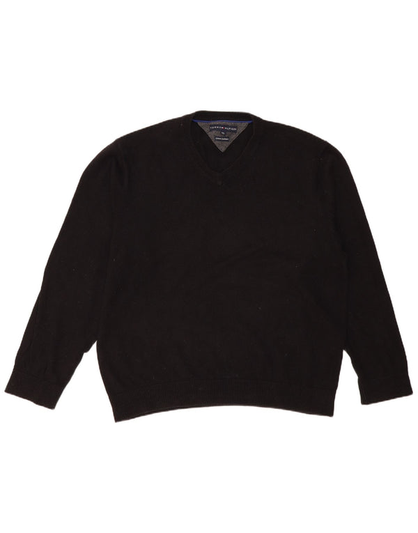 Suéter masculino Tommy Hilfiger com decote em V 2XL algodão preto