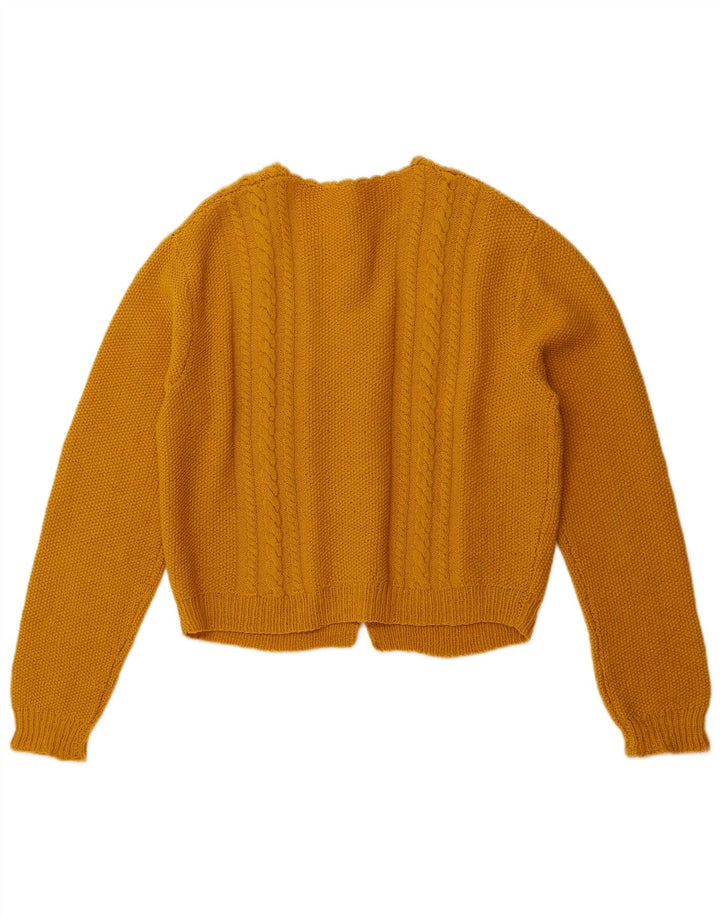 Suéter cardigã feminino VINTAGE UK 10 pequeno amarelo