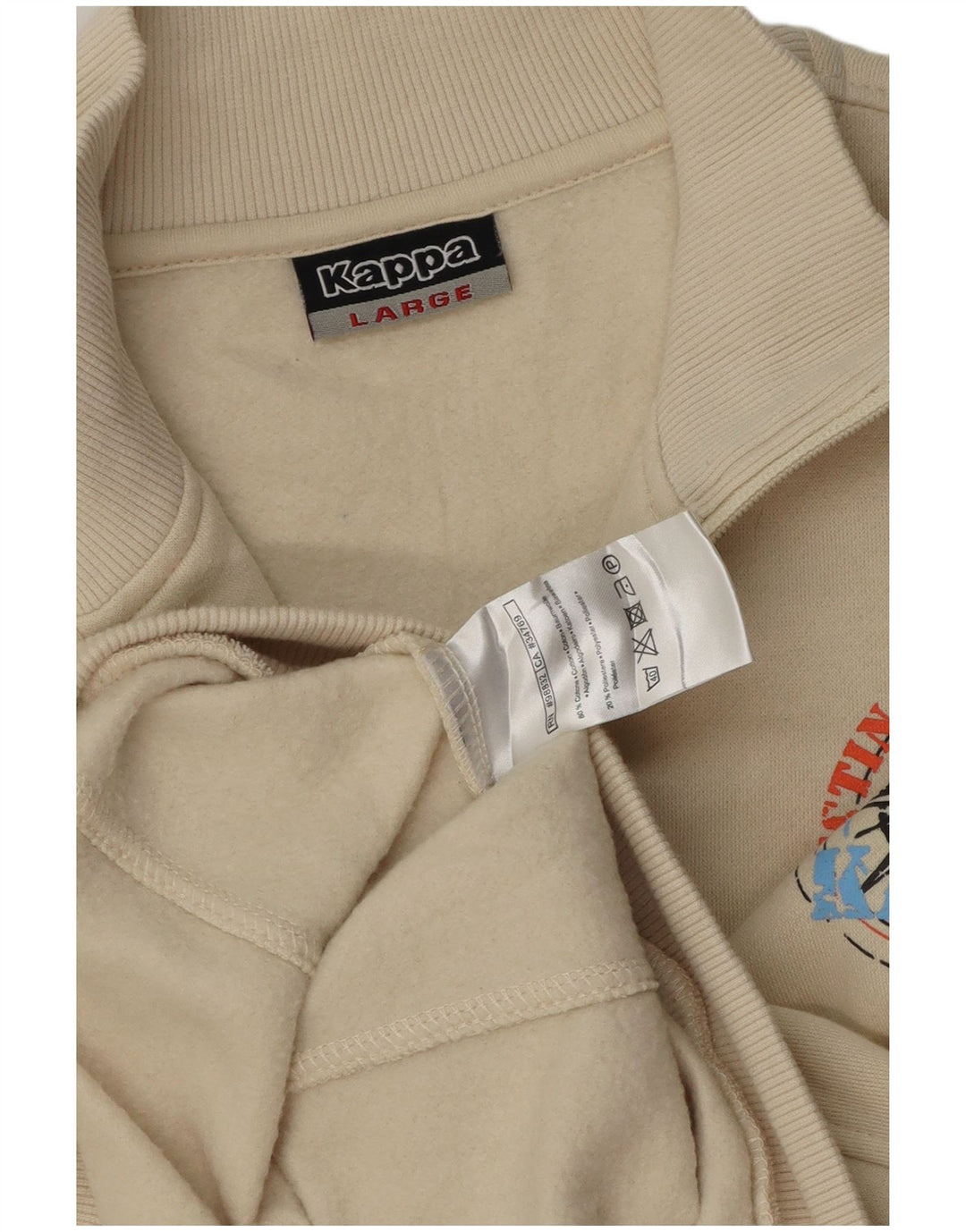 Jaqueta Kappa masculina com agasalho gráfico grande de algodão branco