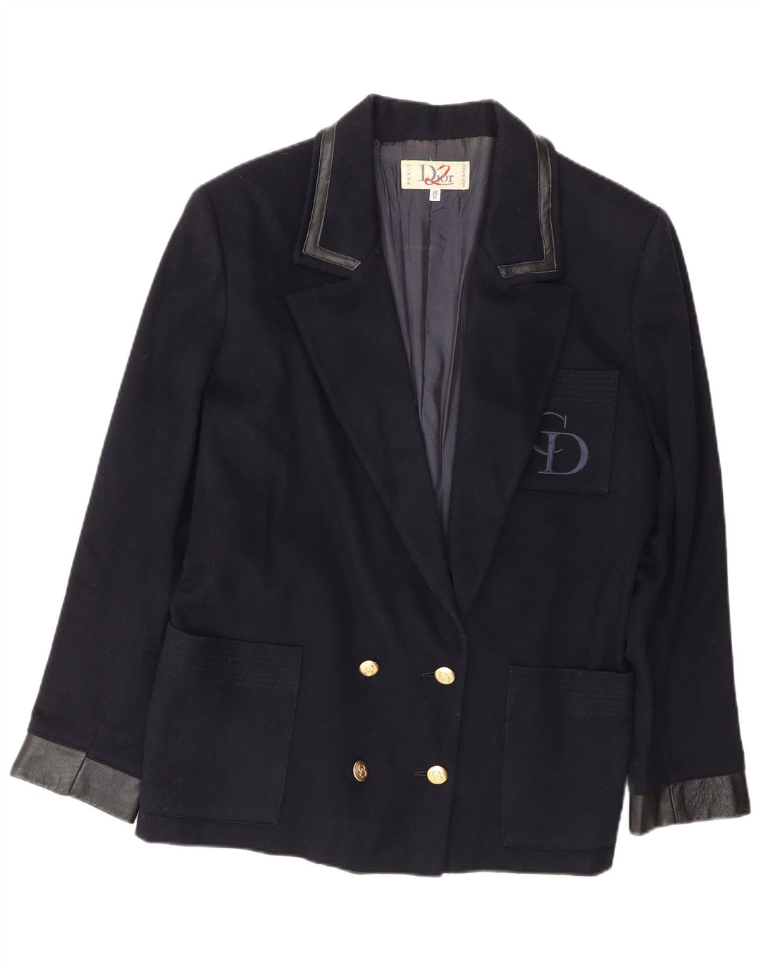 Jaqueta blazer feminina Christian Dior com peito duplo Reino Unido 16 grande azul marinho